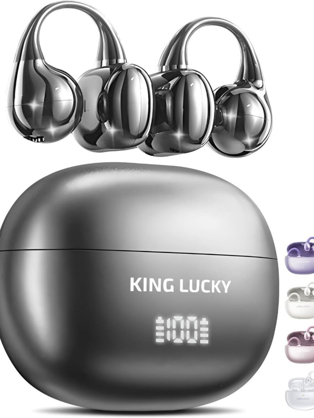 Open-Ear Wireless Bluetooth Earbuds, 50H Playtime, IPX5 Waterproof, Secure Fit